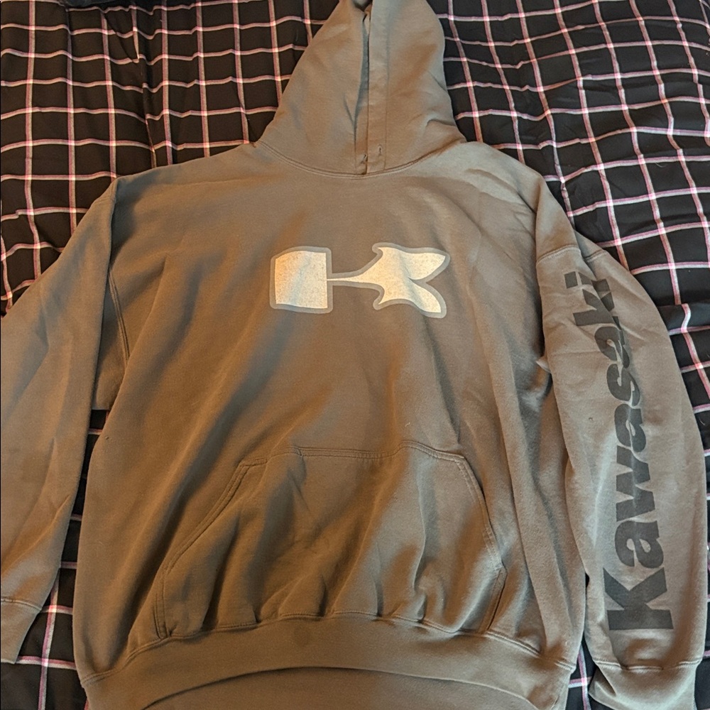Kawasaki Gray Hoodie with Logo